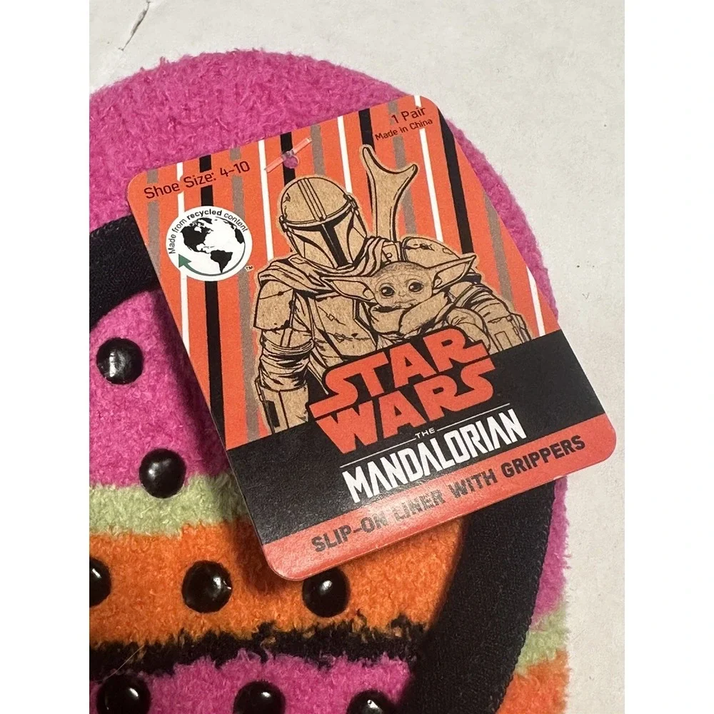 1 pair star wars mandalorian slipper‎ socks grippers no show ankle size 4-10
